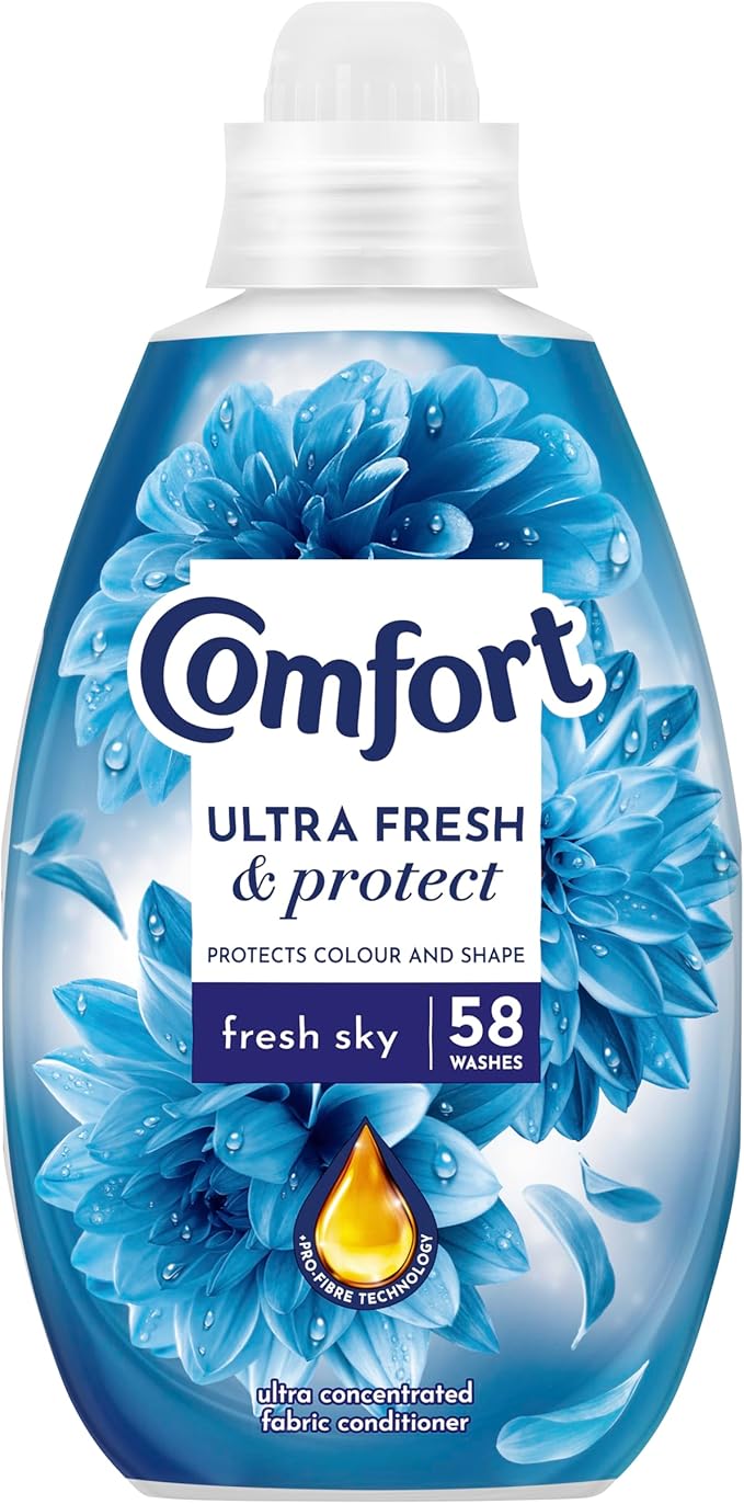 Comfort Ultra Fresh & Protect Fresh Sky Fabric Conditioner softener with Pro-Fibre Technology Protects Colour and Shape 58 washes (870 ml)