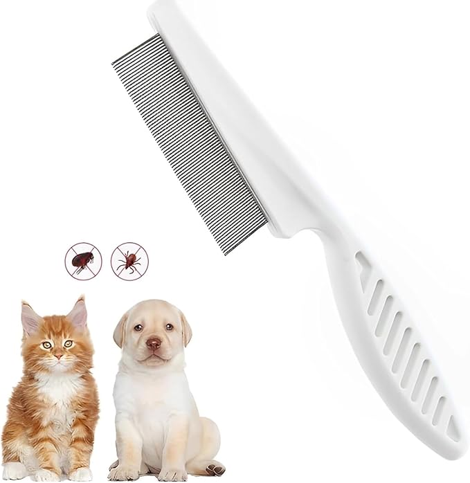 Flea Comb for Dogs Cats, Dog Hair Comb Grooming Tool for Removing Tear Stains, Fleas, Dandruff, Lice